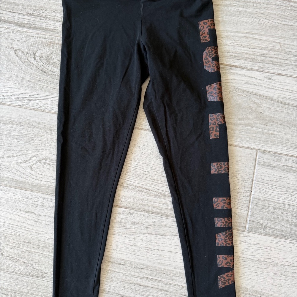 PINK Victoria's Secret Leopard Print Waistband Leggings - Black/Tan